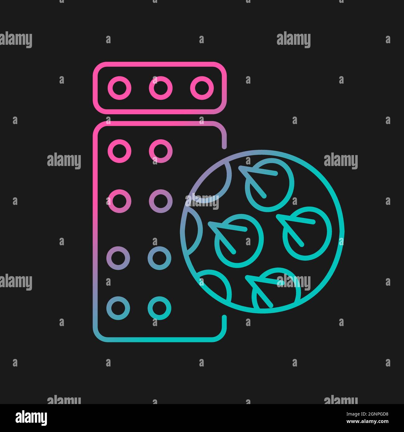 Acupressure massage mat and pillow gradient vector icon for dark theme Stock Vector