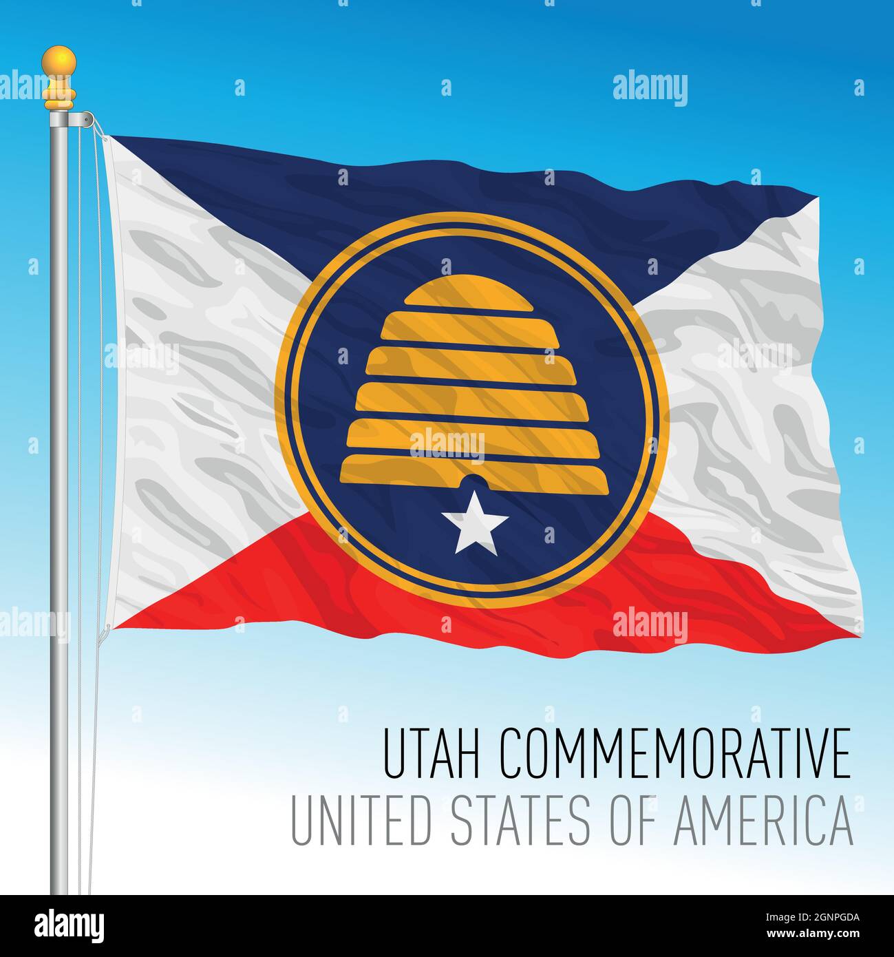 Utah State Commemorative flag, United States of America, vector illustration Stock Vector