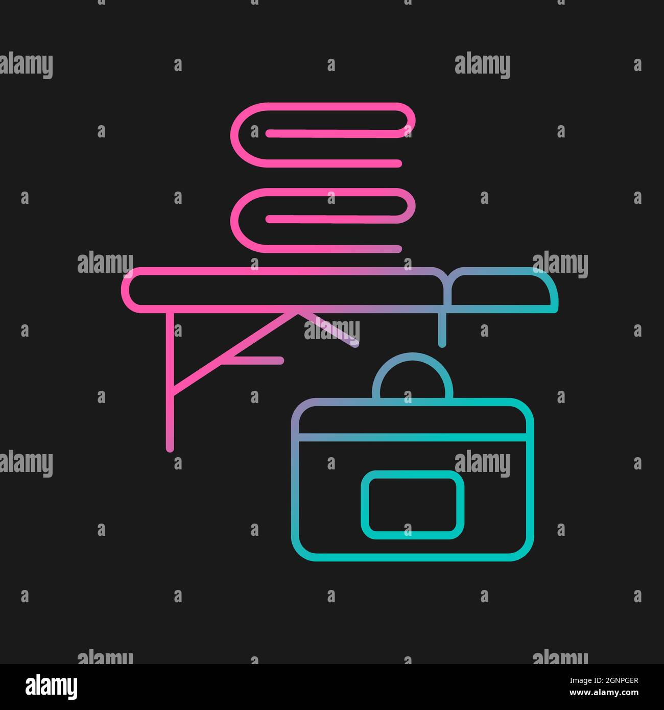 Portable massage table gradient vector icon for dark theme Stock Vector
