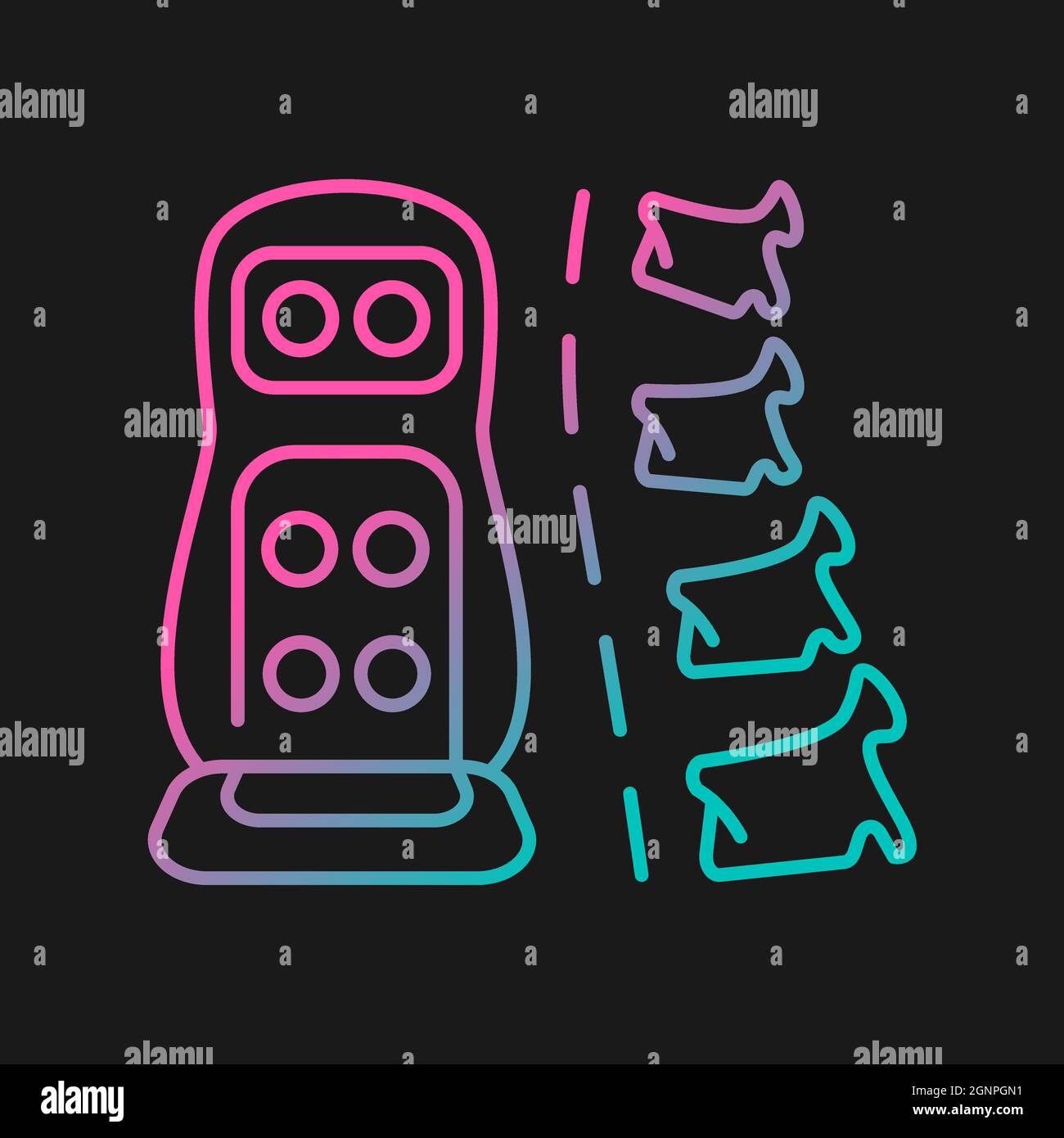 Vibration massage mat gradient vector icon for dark theme Stock Vector