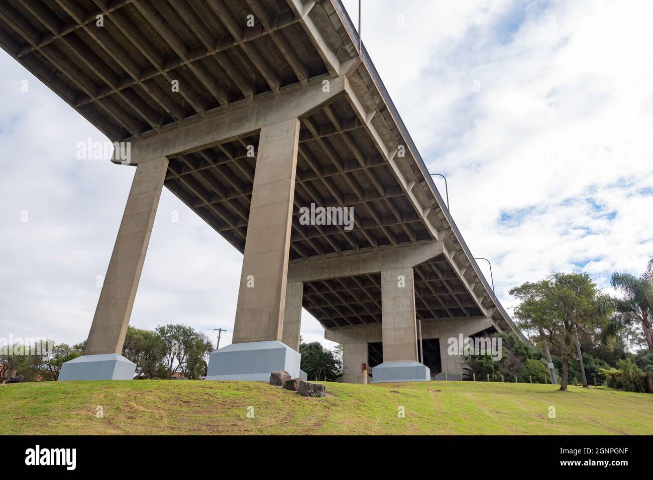 Gladesville Bridge is a heritage listed concrete arch road bridge completed in 1964, it was the longest single span concrete arch ever constructed. Stock Photo