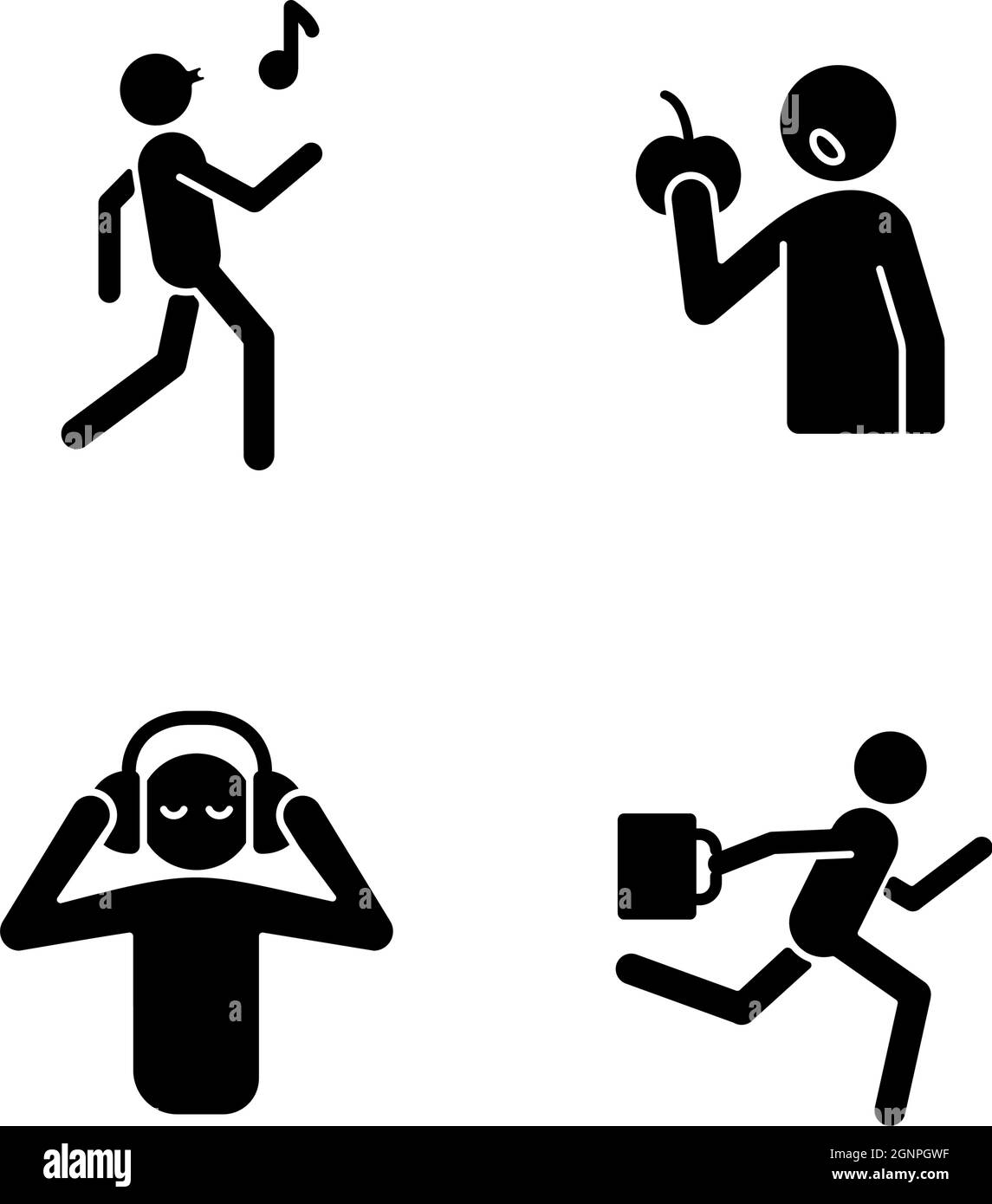 Everyday activities black glyph icons set on white space Stock Vector ...