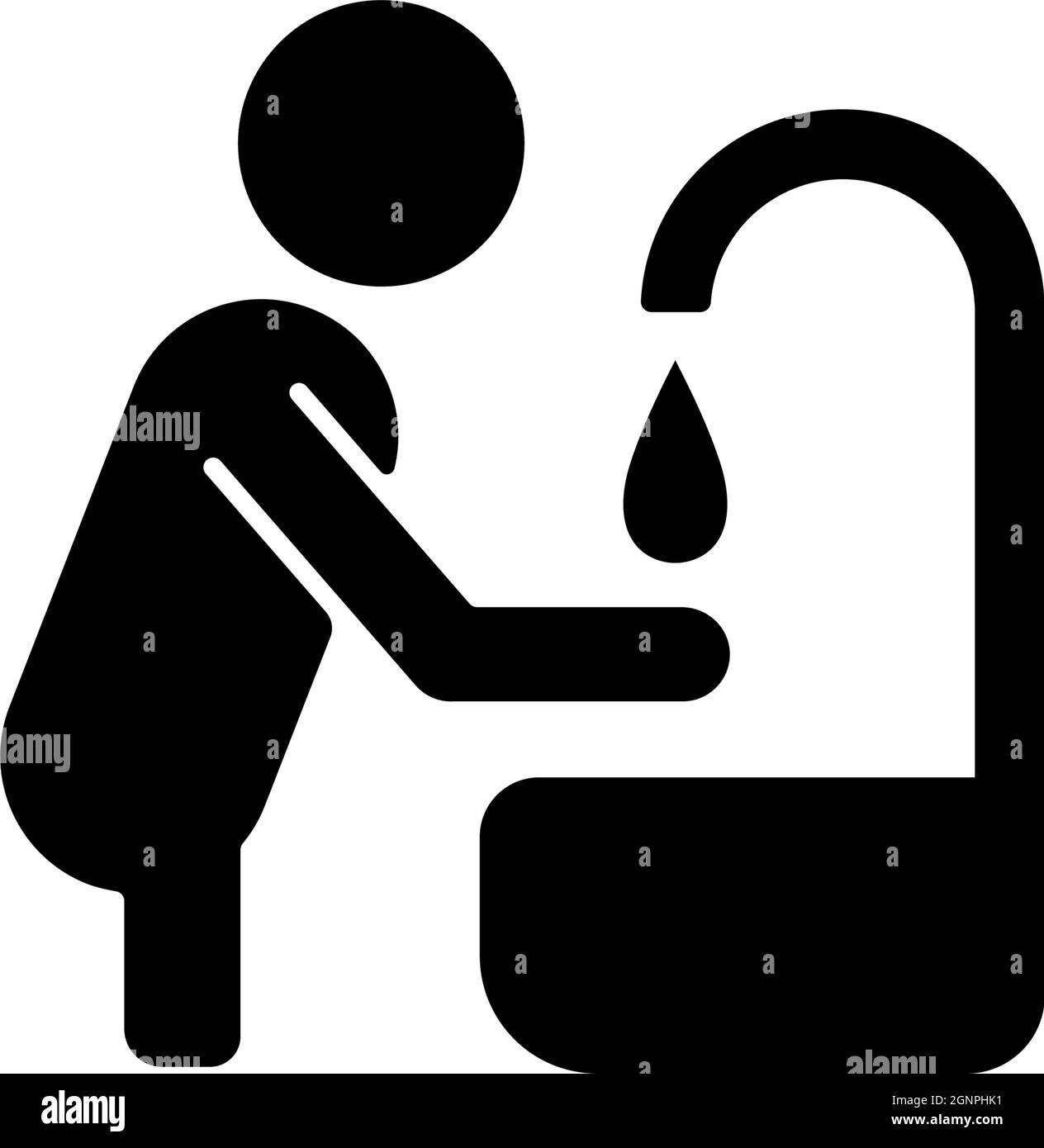 Wash hands black glyph icon Stock Vector Image & Art - Alamy