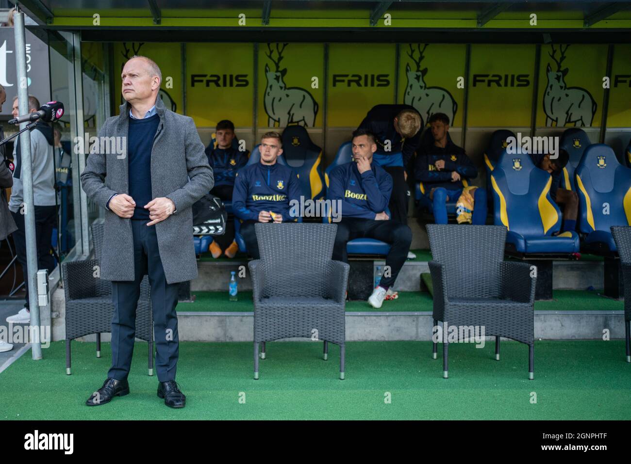 Brondby, Denmark. 26th Sep, 2021. Head coach Niels Frederiksen of Broendby IF seen during the 3F Superliga match between Broendby IF and Aalborg Boldklub at Brondby Stadion. (Photo Credit: Gonzales Photo/Alamy Live News Stock Photo