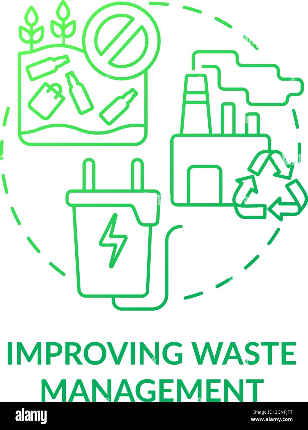 Improving waste management concept icon Stock Vector