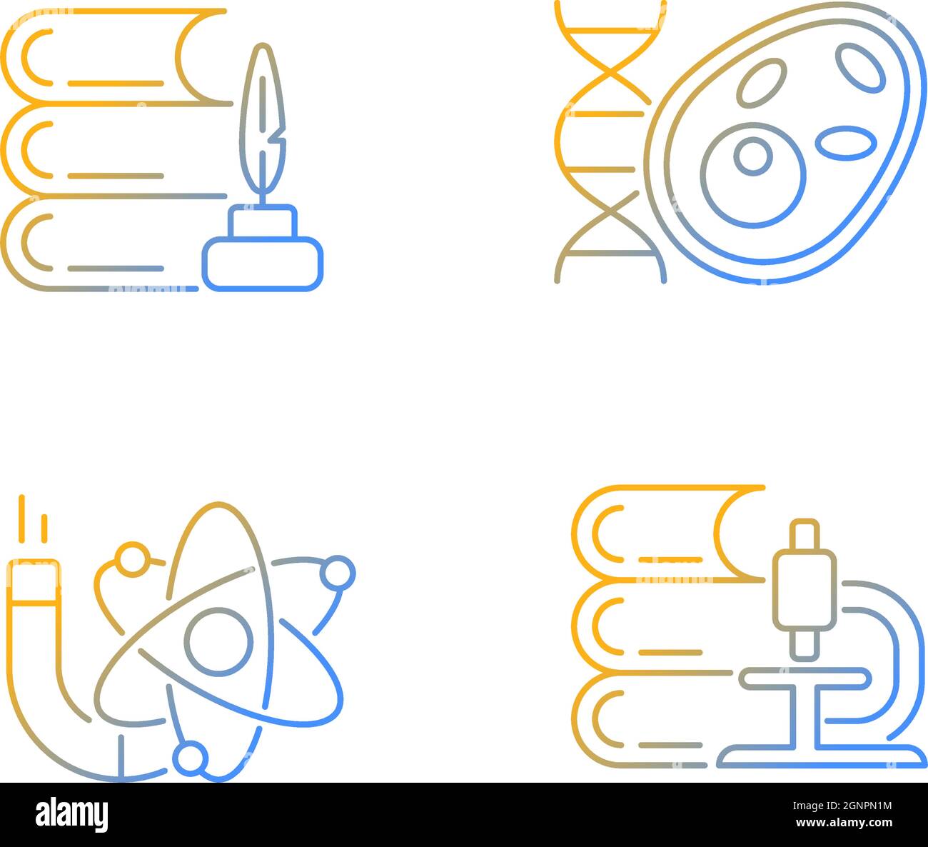 Diversity of subjects in school gradient linear vector icons set Stock Vector