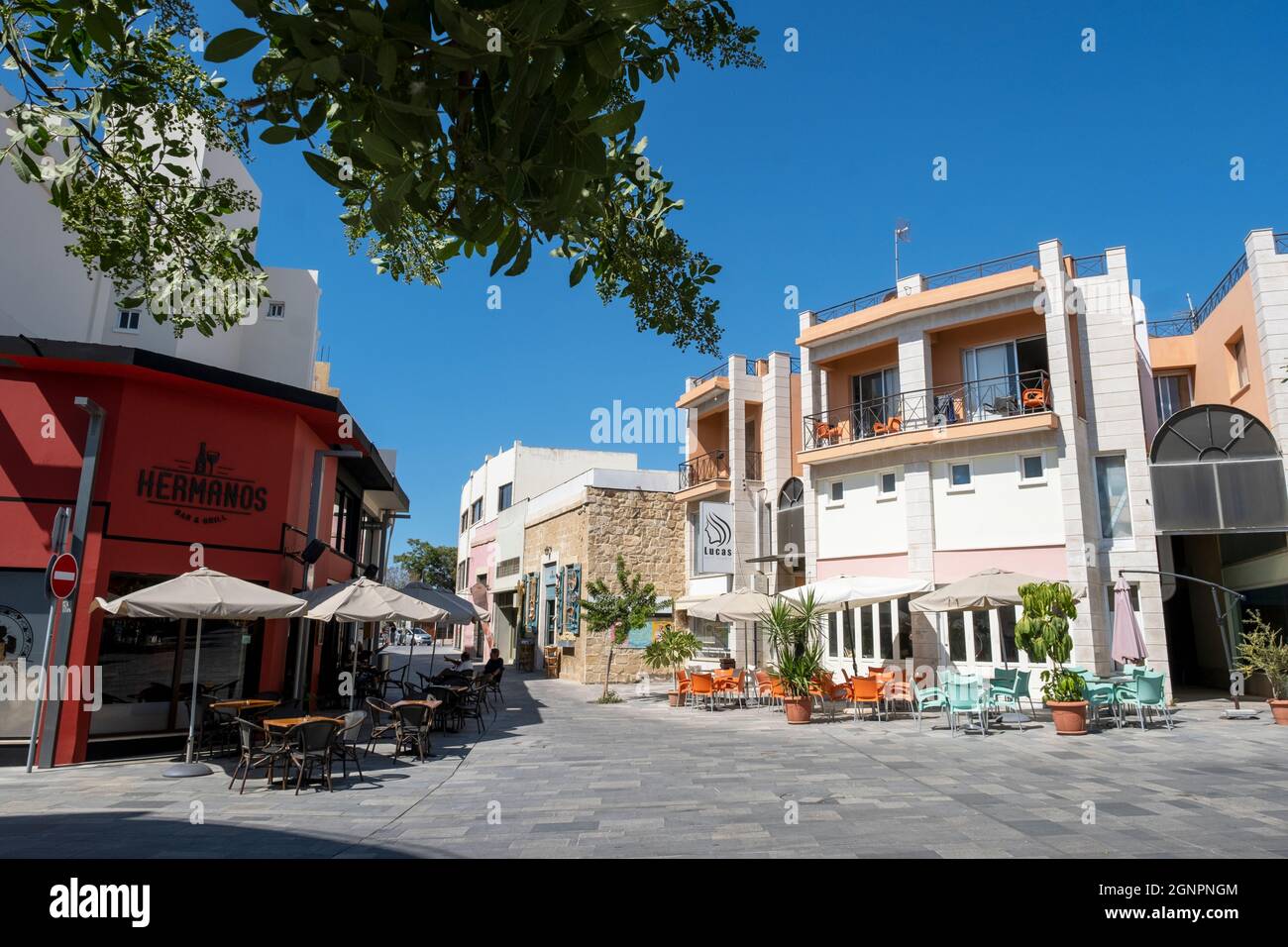 Shopping precinct in Paphos old town centre, Paphos, Cyprus Stock Photo