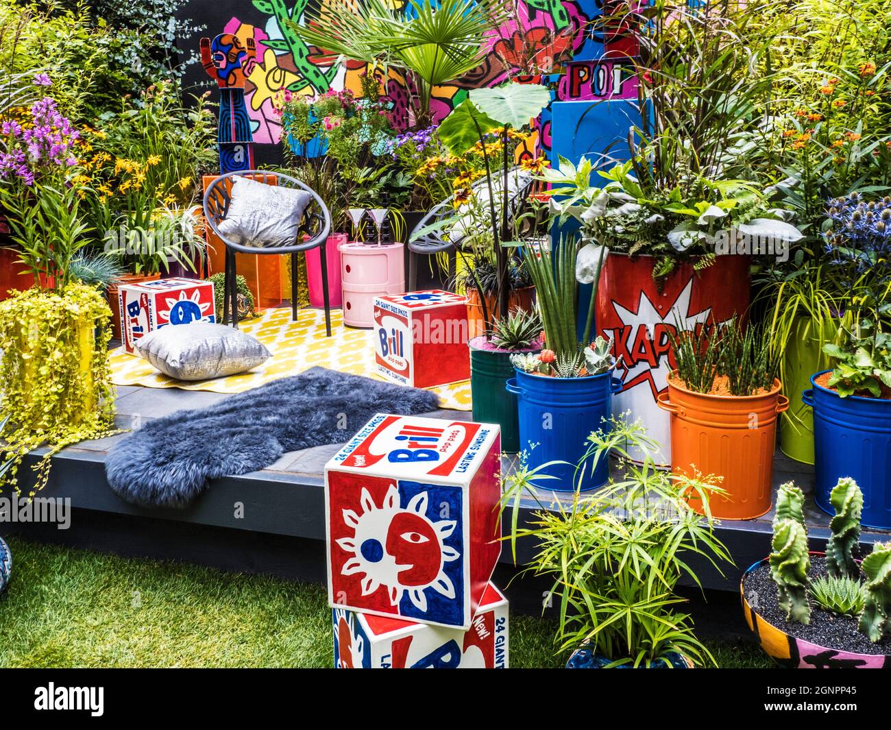 The Pop Street container garden at the RHS Chelsea Flower Show 2021. Stock Photo