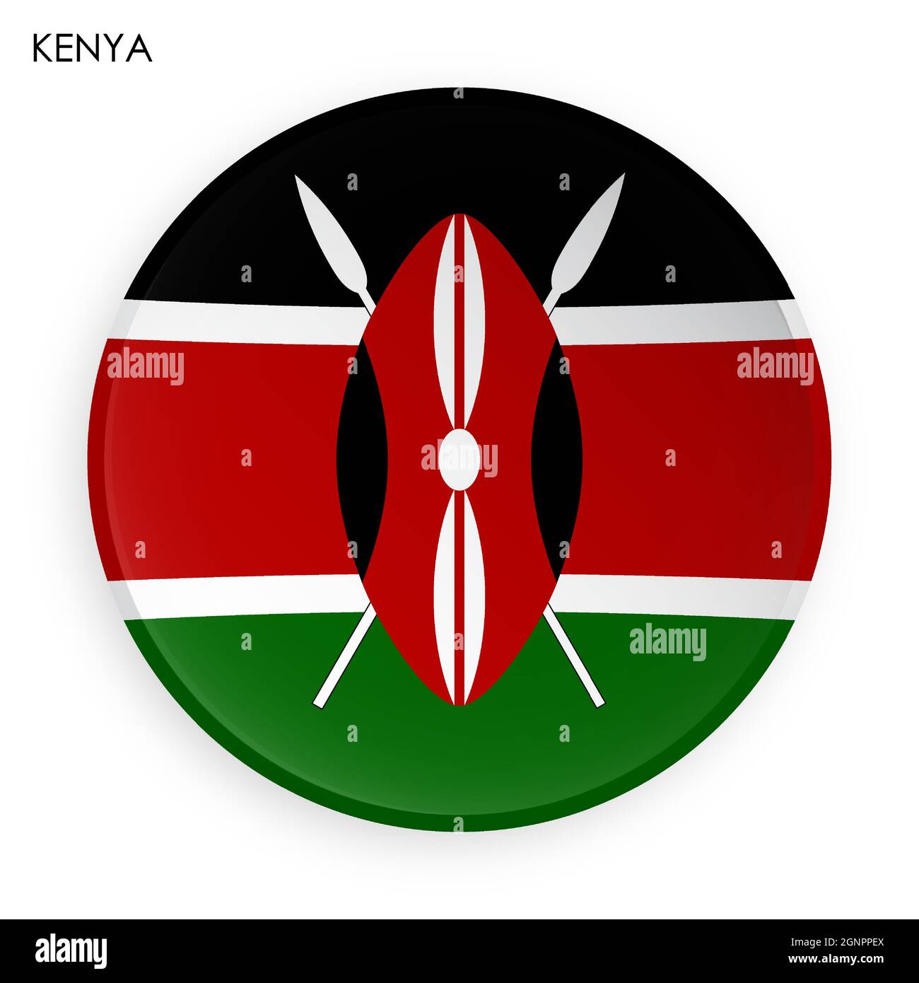 Kenya flag icon in modern neomorphism style. Button for mobile application or web. Vector on white background Stock Vector