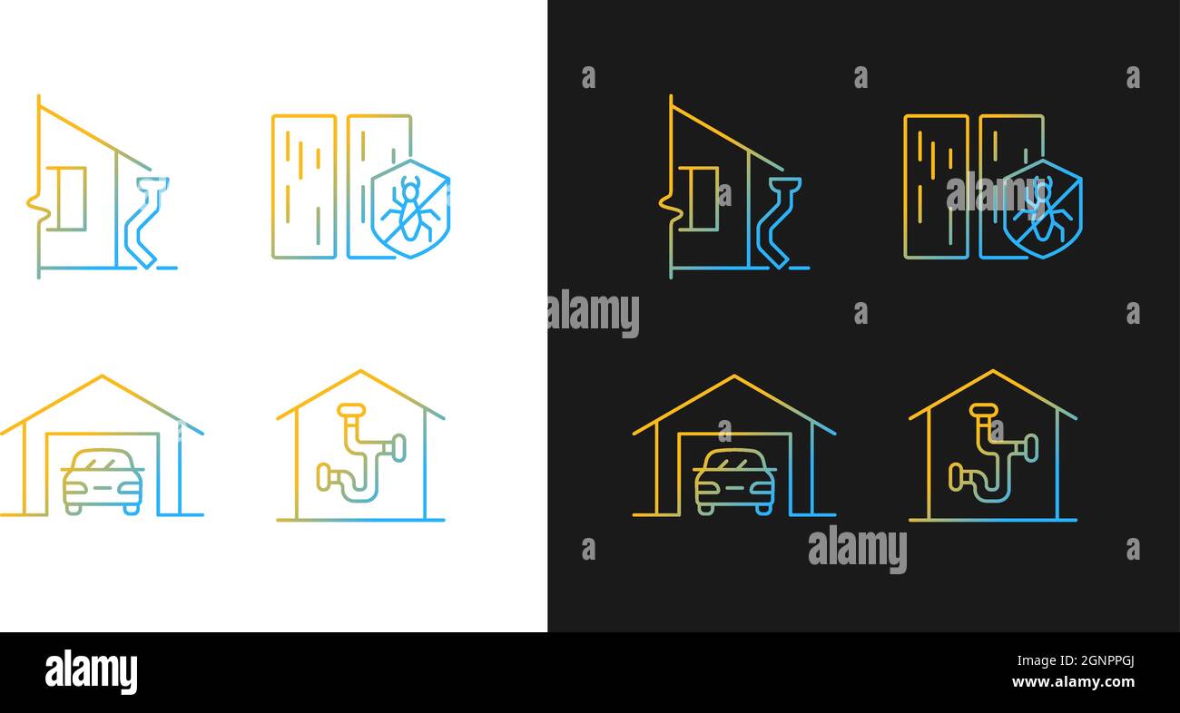 Residential construction gradient icons set for dark and light mode Stock Vector