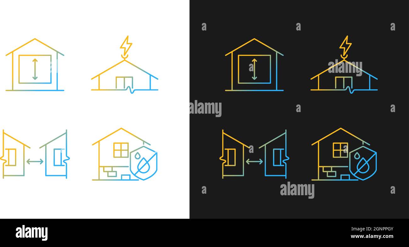 Building safe house gradient icons set for dark and light mode Stock Vector