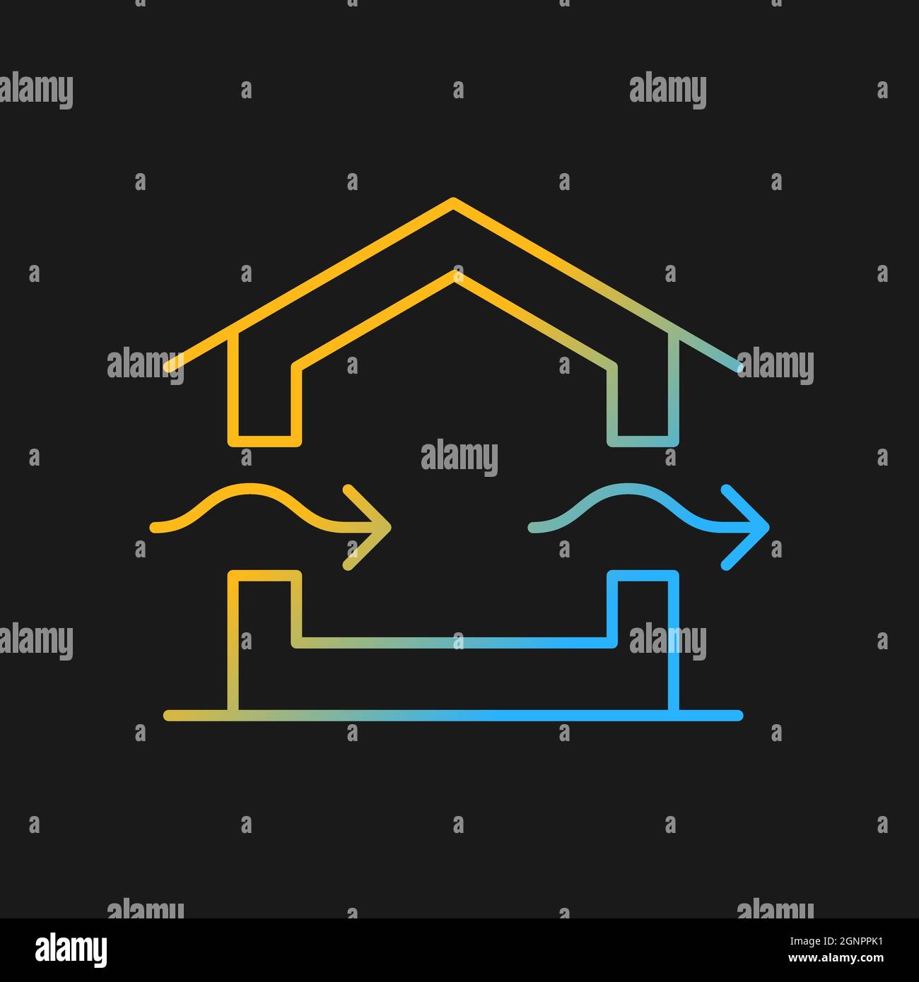 Ventilation system gradient vector icon for dark theme Stock Vector