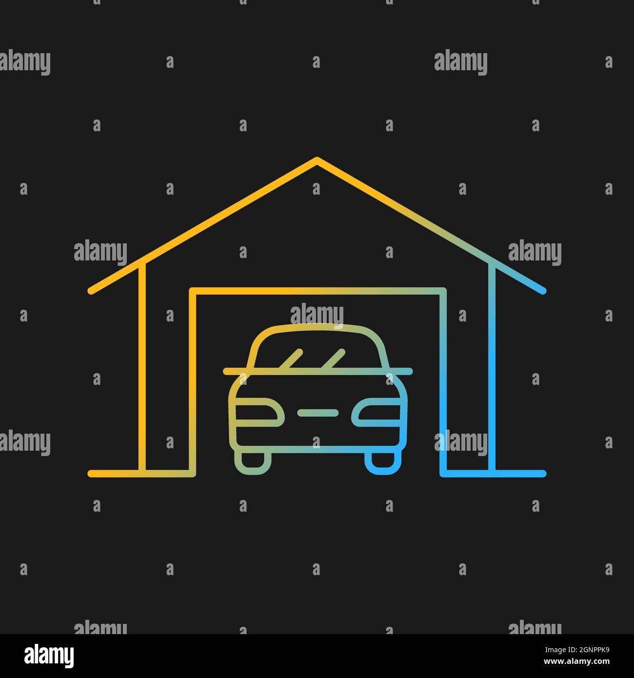Parking space nearby gradient vector icon for dark theme Stock Vector