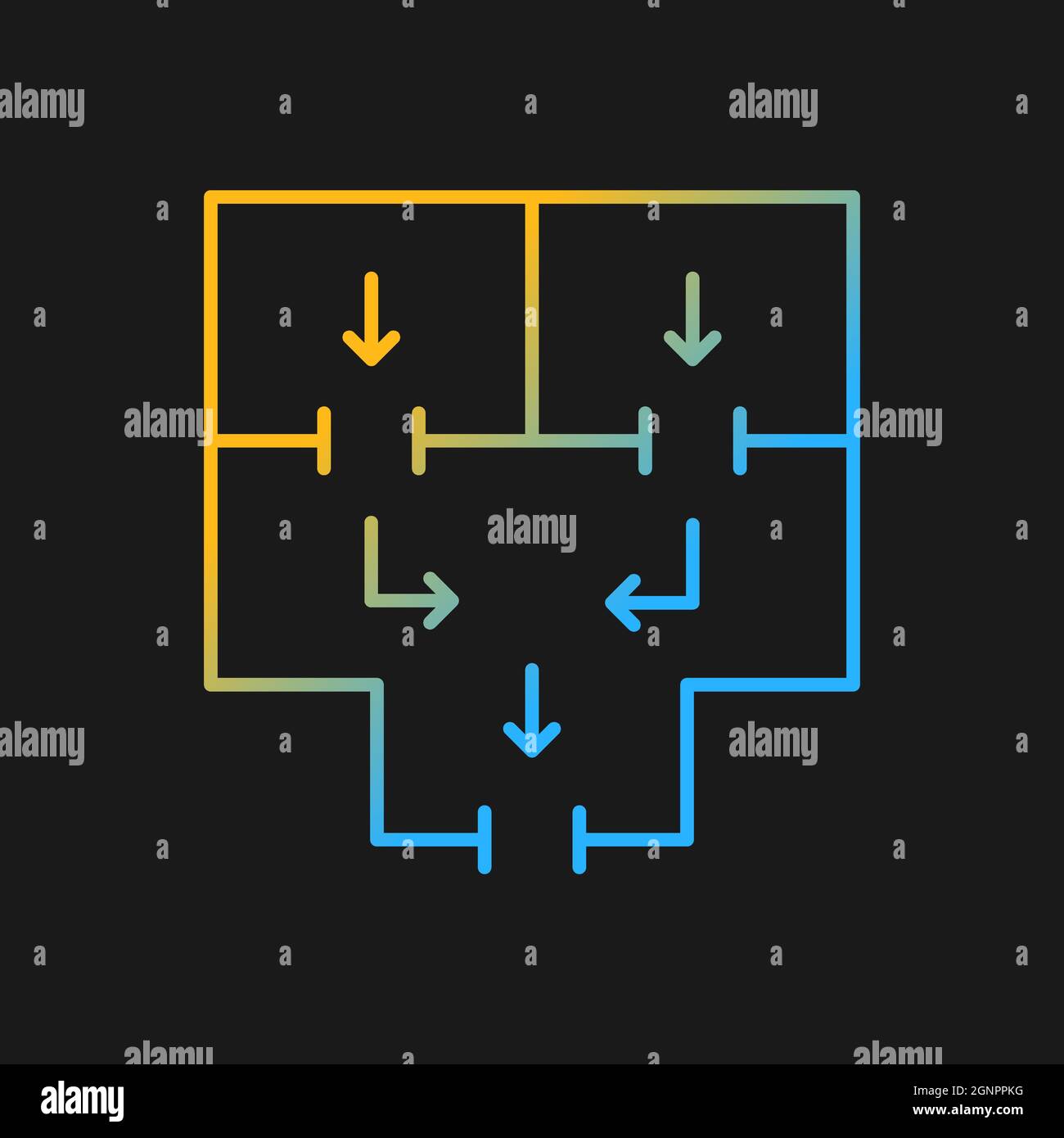 Means to vacate building gradient vector icon for dark theme Stock Vector