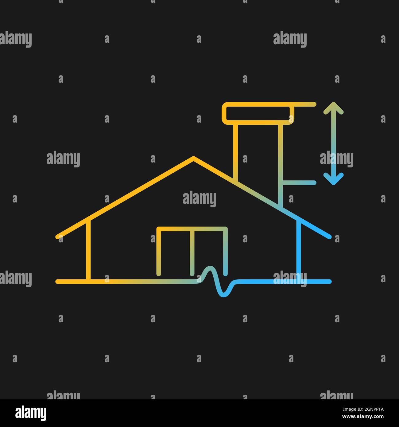Minimum chimney height gradient vector icon for dark theme Stock Vector