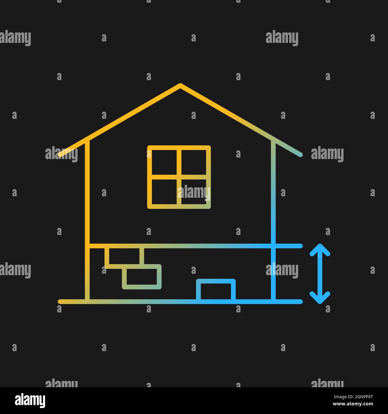 Adequate plinth height gradient vector icon for dark theme Stock Vector