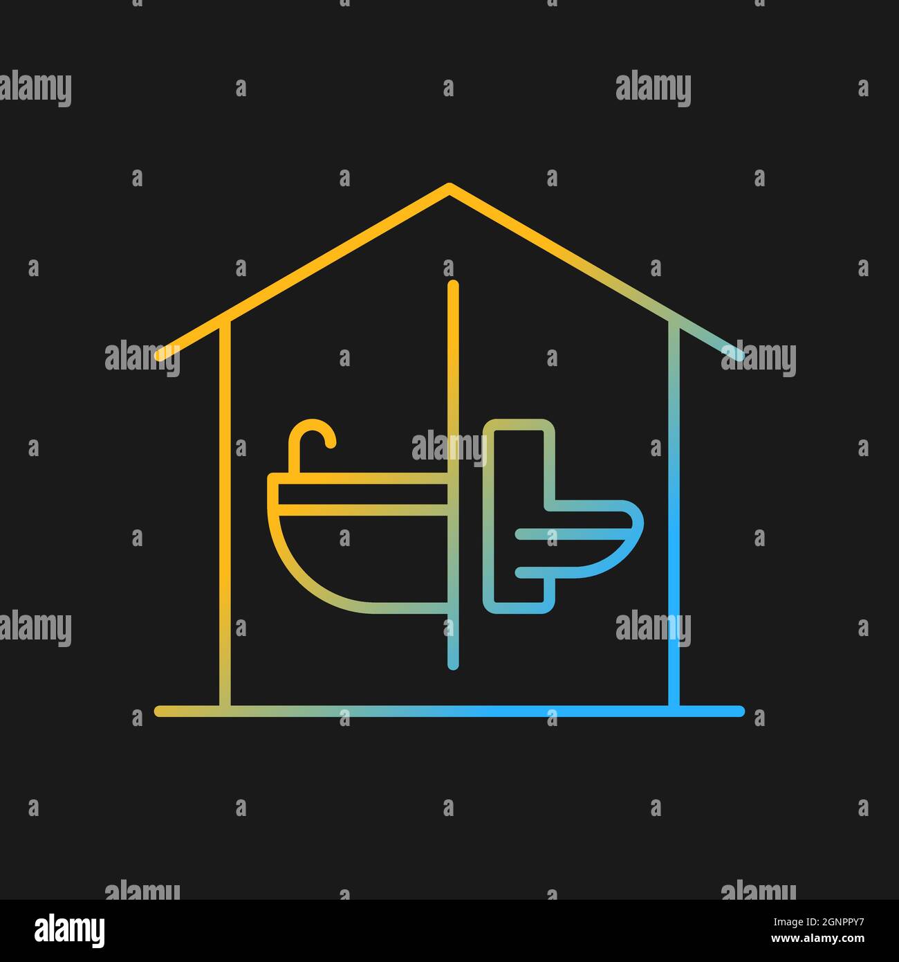 Sanitation facilities gradient vector icon for dark theme Stock Vector