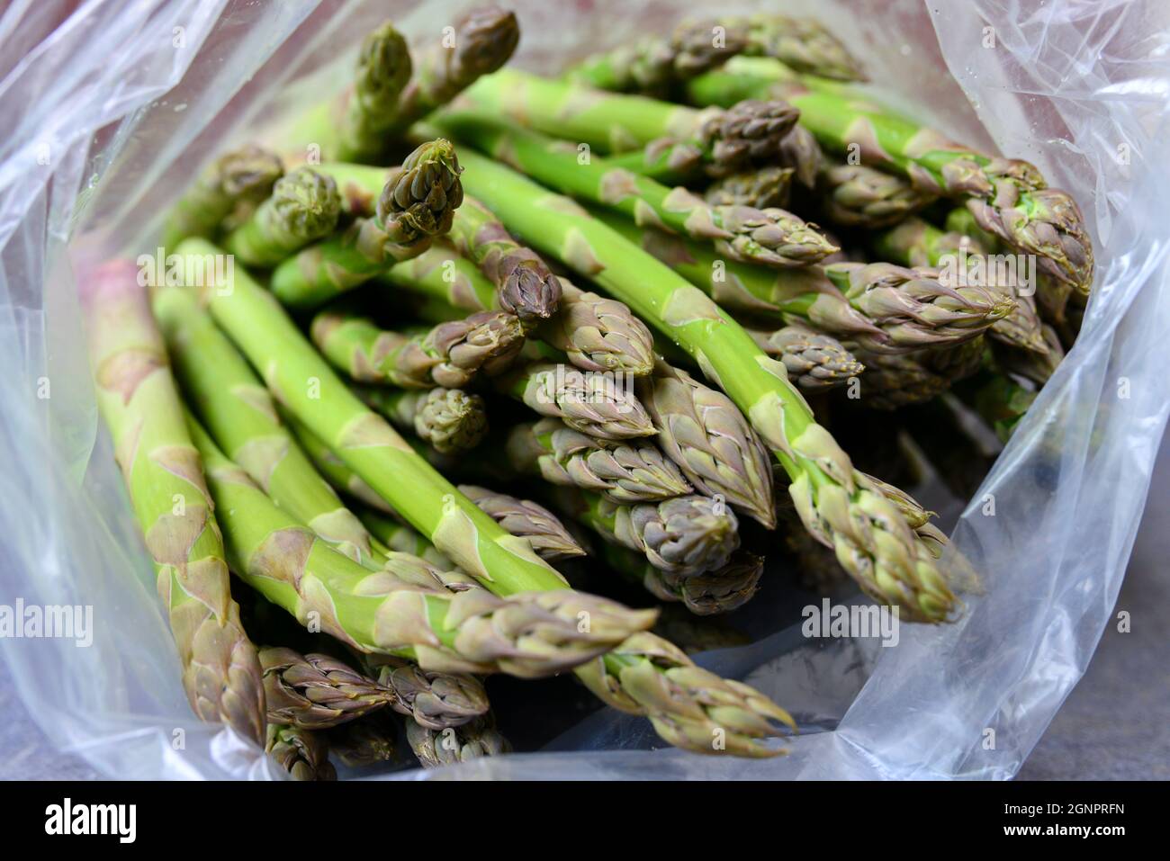 Asparagus in plastic bag Stock Photo Alamy