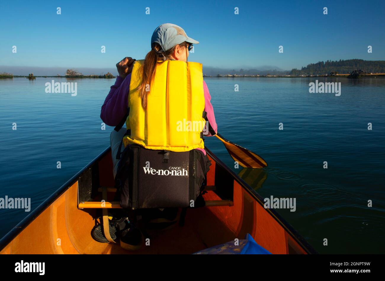 Canoeing on Siletz Bay, Siletz Bay National Wildlife Refuge, Oregon Stock Photo