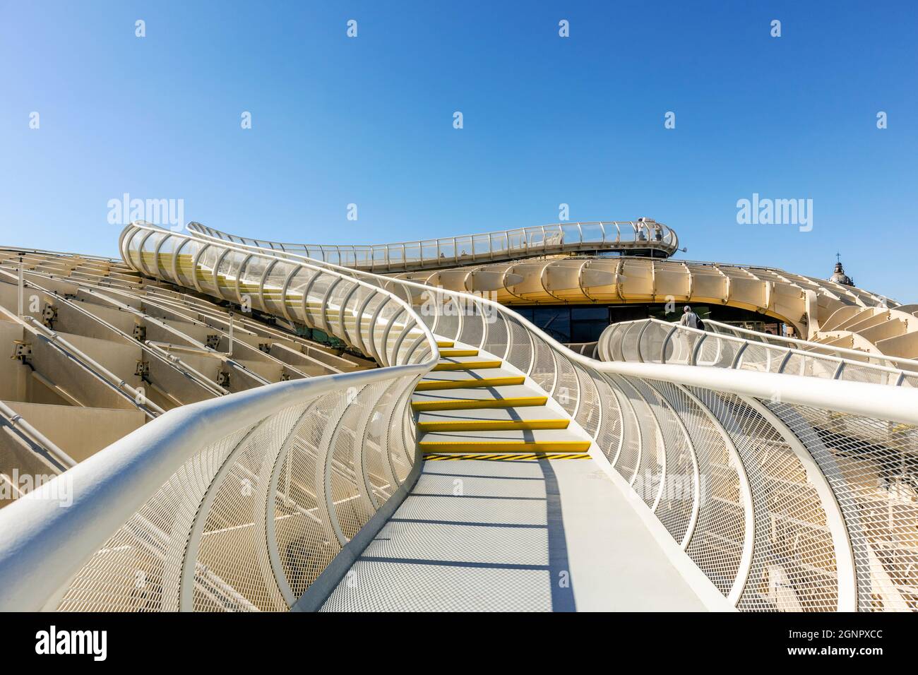 Architectural detail of Setas de Sevilla - wooden roof with walkways on the top with amazing panoramic view of the city, Seville, Andalusia, Spain Stock Photo