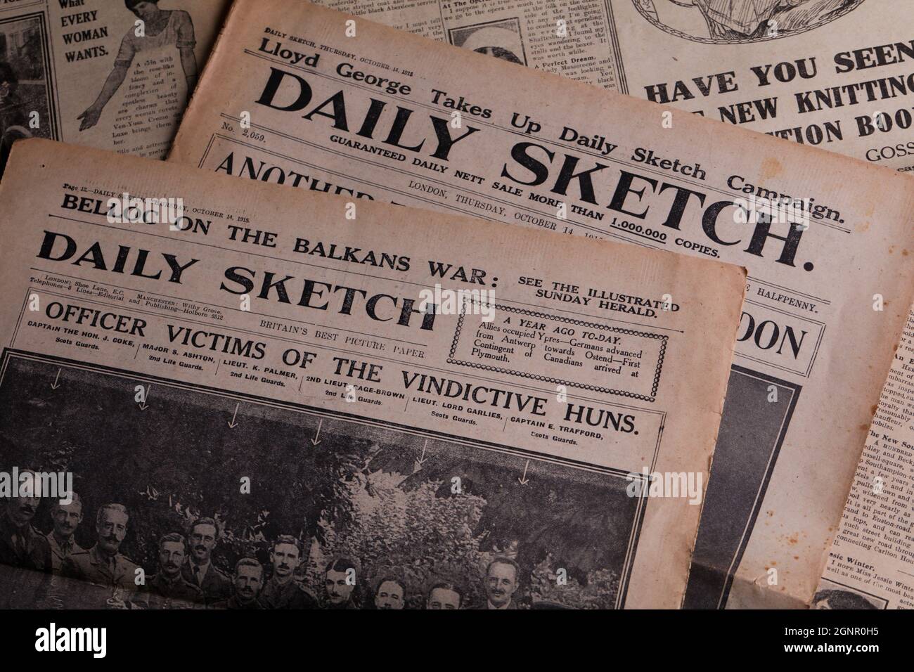 September 13, 2021: Gaziantep, Turkey. Old copies of the British Daily ...