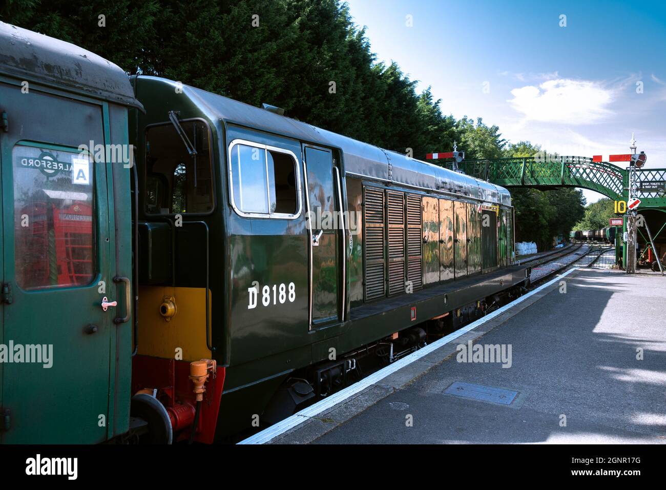 D8188 is a BR Class 20 Bo-Bo diesel-electric locomotive, otherwise known as an English Electric Type 1.. sitting at alresford station Watercress Line Stock Photo