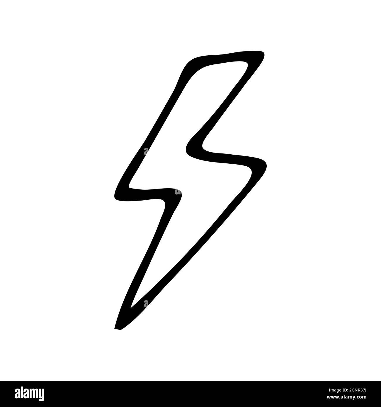 Hand drawn doodle style lightning in vector. Isolated illustration on white background. For interior design, wallpaper, packaging, poster Stock Vector