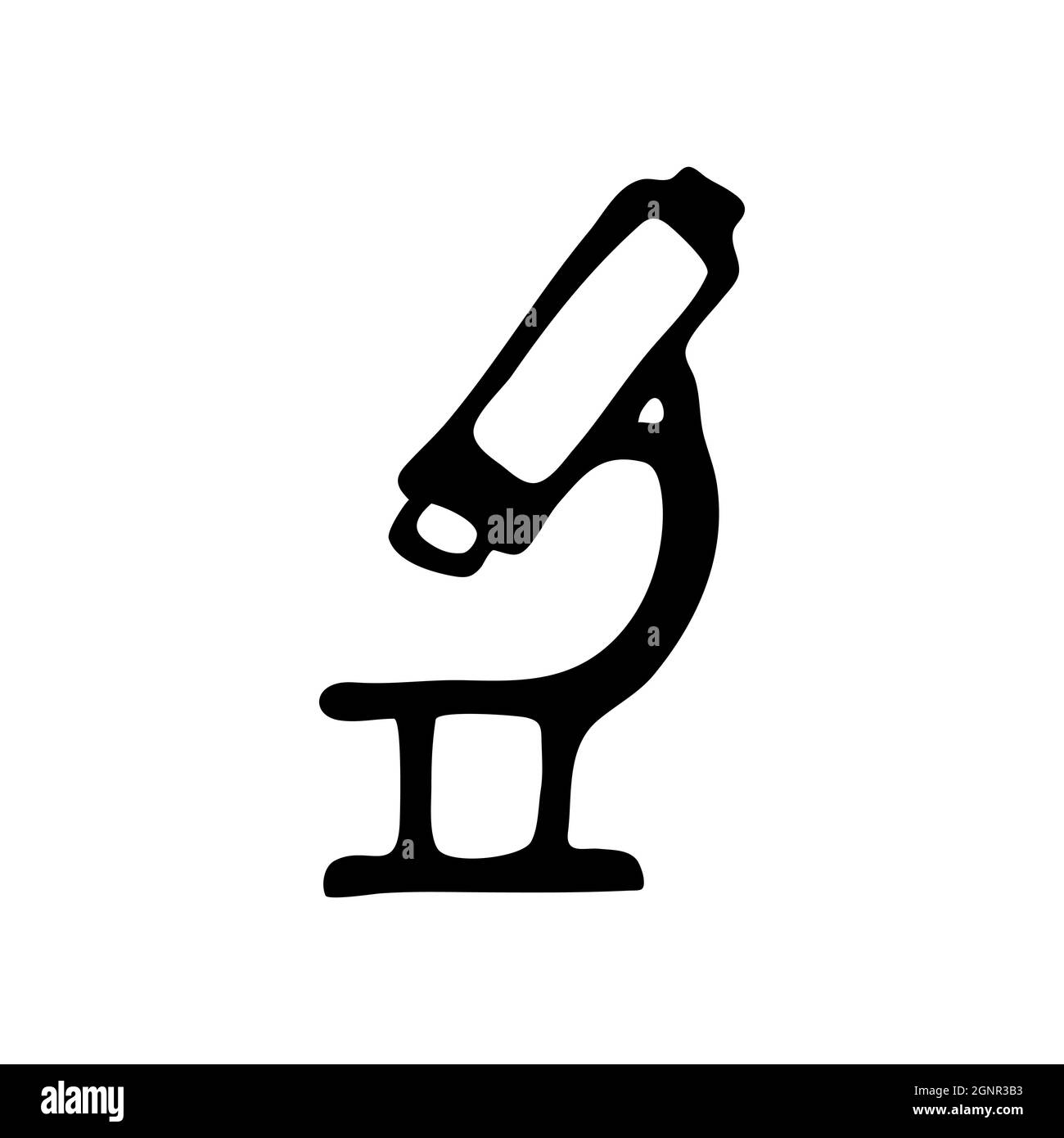 Hand drawn doodle style microscope in vector. Isolated illustration on white background. For interior design, wallpaper, packaging, poster Stock Vector