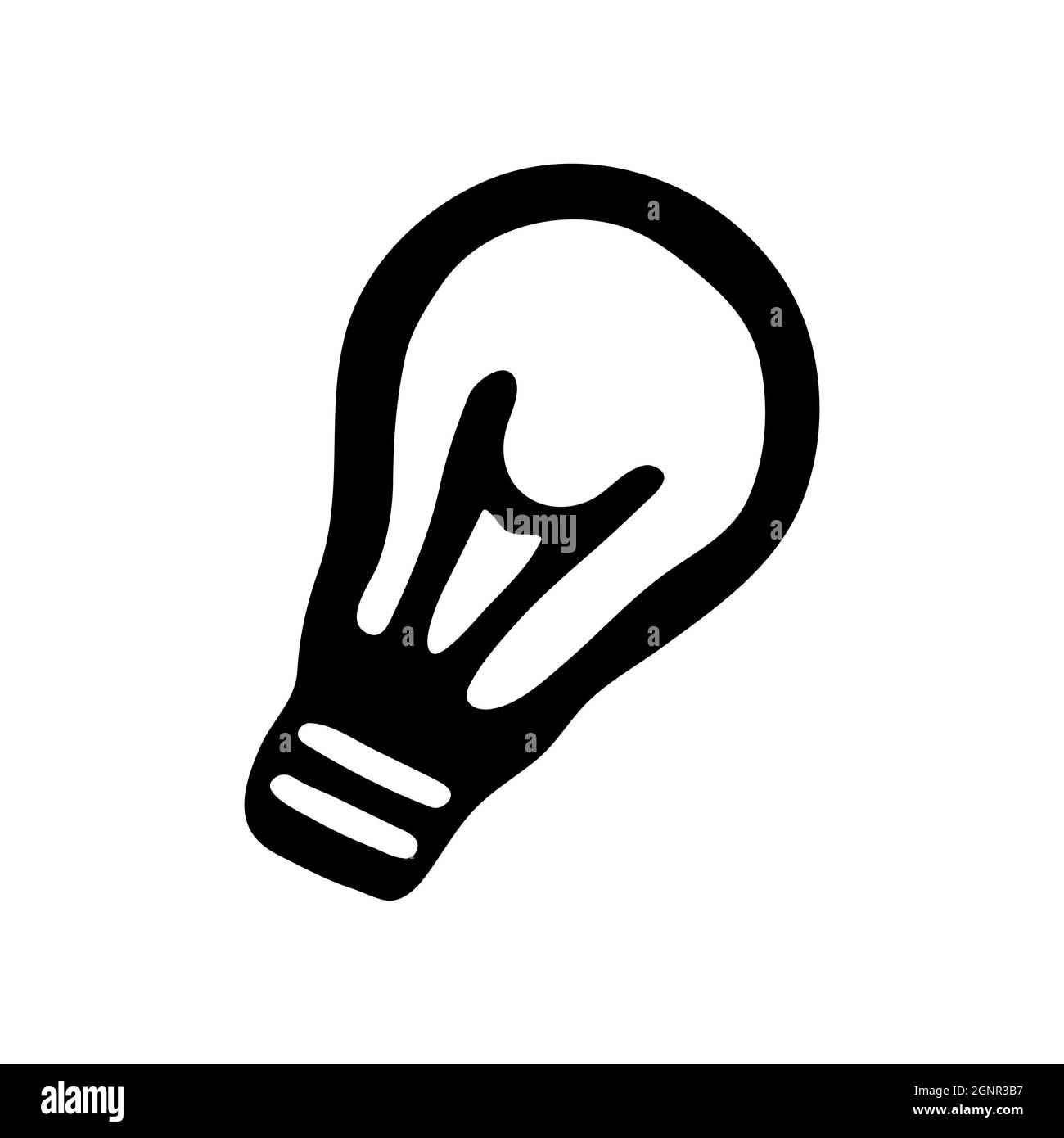 Hand drawn doodle style light bulb in vector. Isolated illustration on white background. For interior design, wallpaper, packaging, poster Stock Vector
