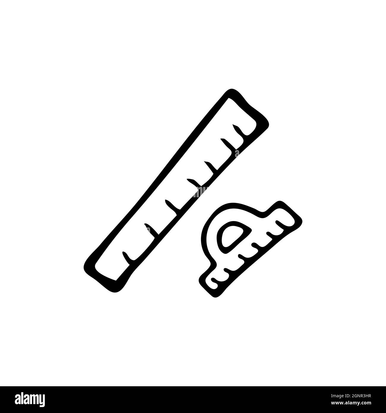 Hand drawn doodle style rulers in vector. Isolated illustration on white background. For interior design, wallpaper, packaging, poster Stock Vector