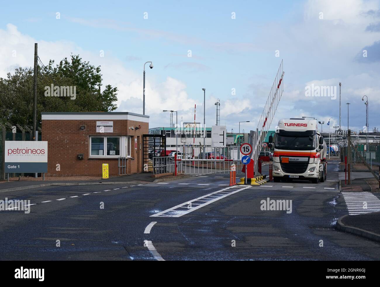 A fuel tanker leaves the Petroineos Grangemouth Refinery. Picture date
