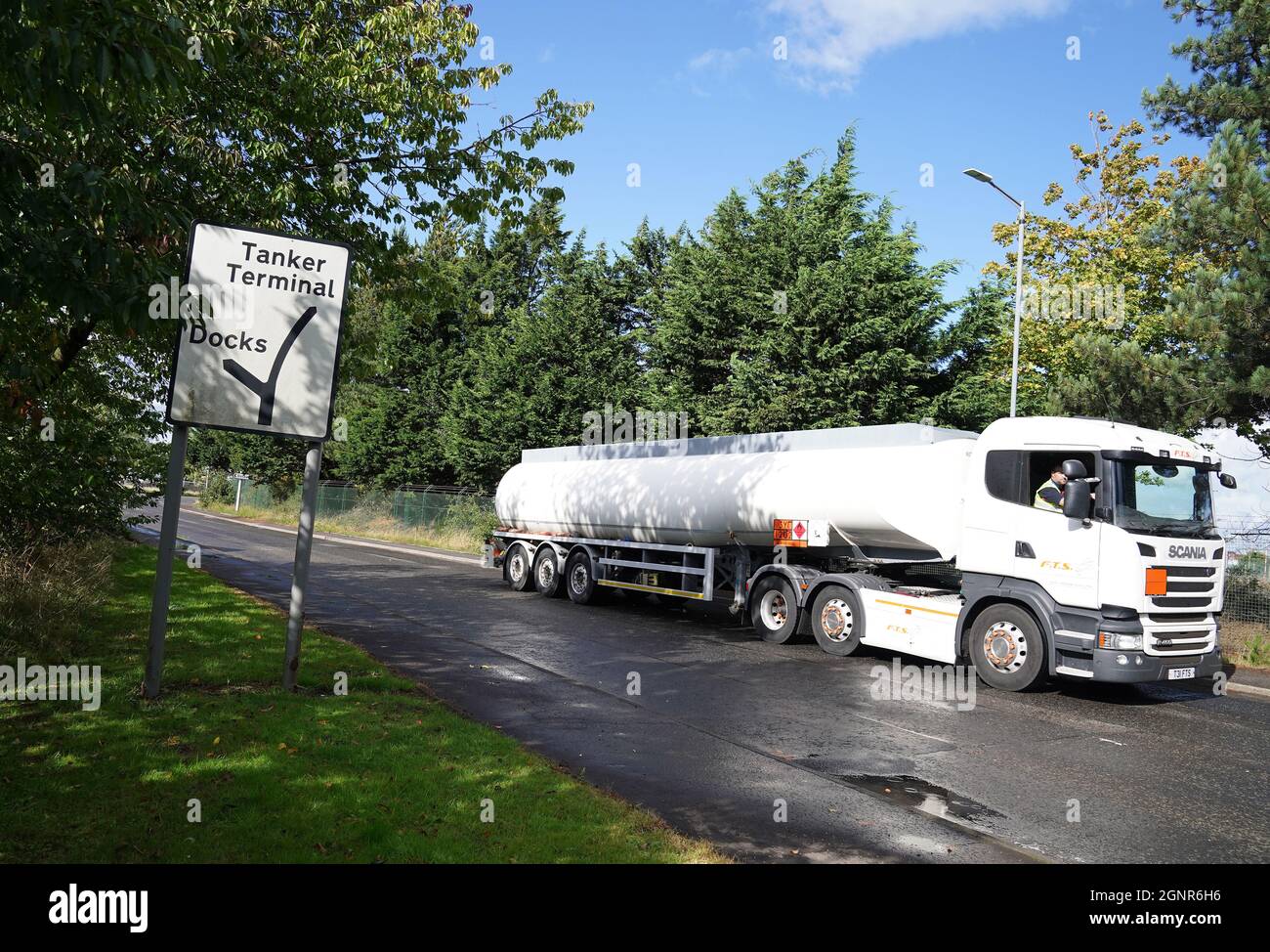 Fuel tankers at the Petroineos Grangemouth Refinery. Picture date