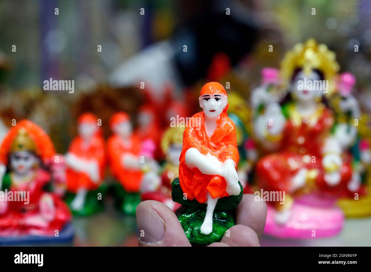 Religious hindu god statues for sale in spiritual shop. Figurine of