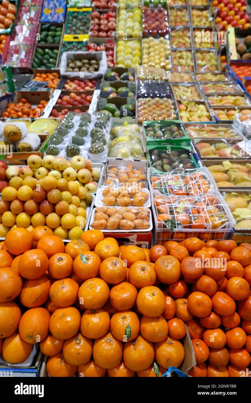 Fresh fruits and Vegetable market. Oranges. Dubai. United Arab Emirates