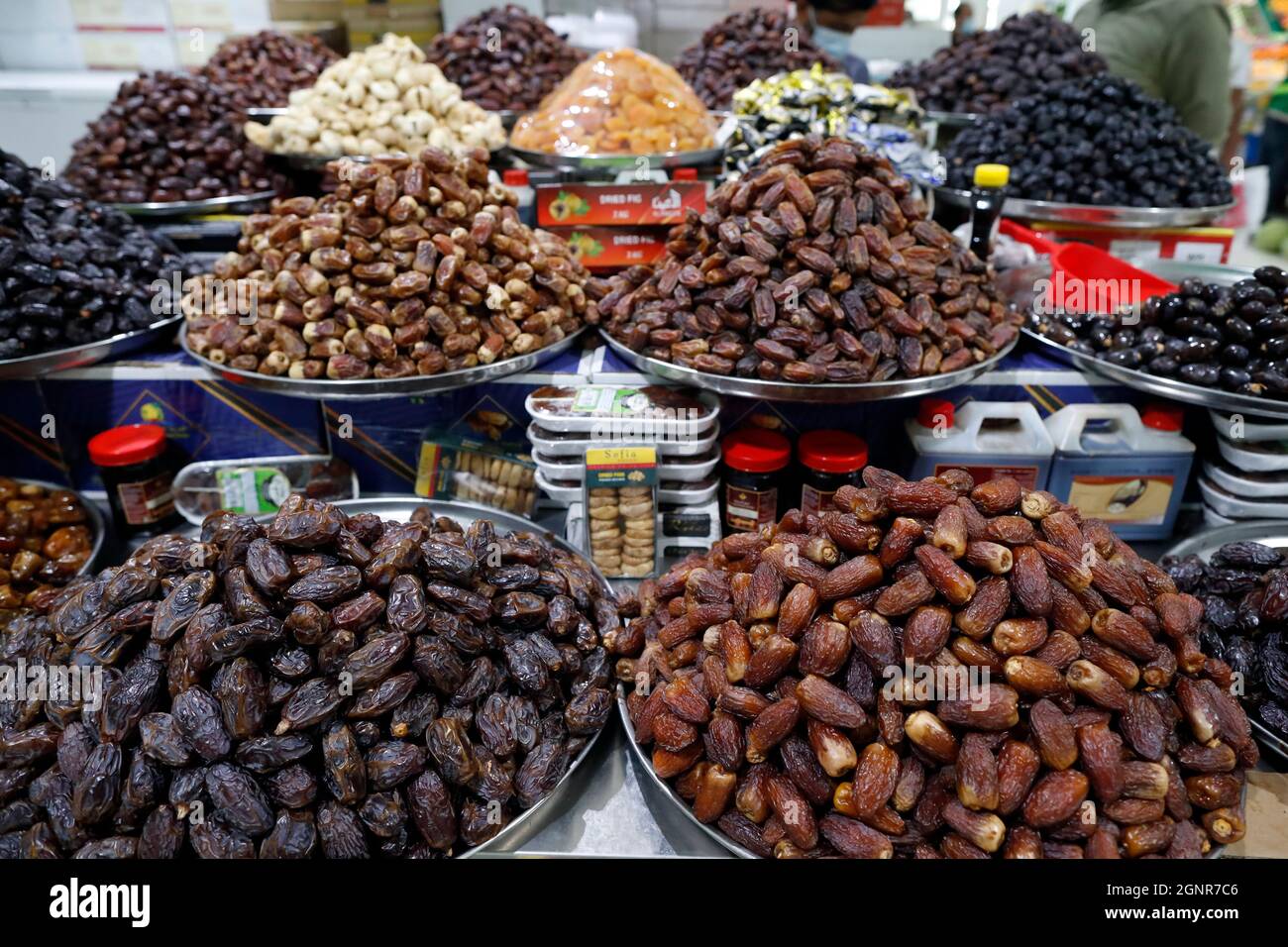 Fresh fruits and Vegetable market. Fresh dates. Dubai. United Arab