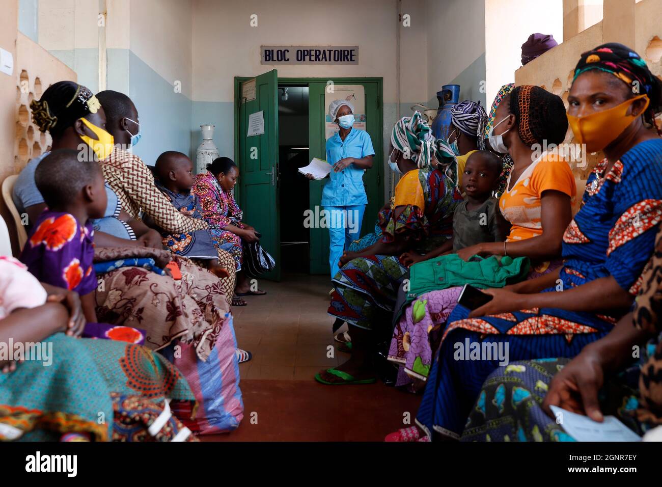 African hospital. Paediatric unit. Medical consultation.  Waiting room.  Benin. Stock Photo