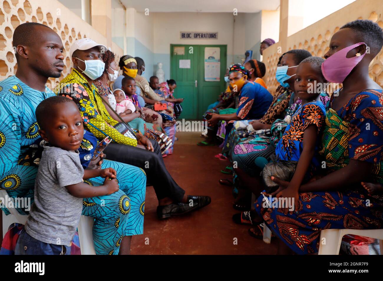 African hospital. Paediatric unit. Medical consultation.  Waiting room.  Benin. Stock Photo