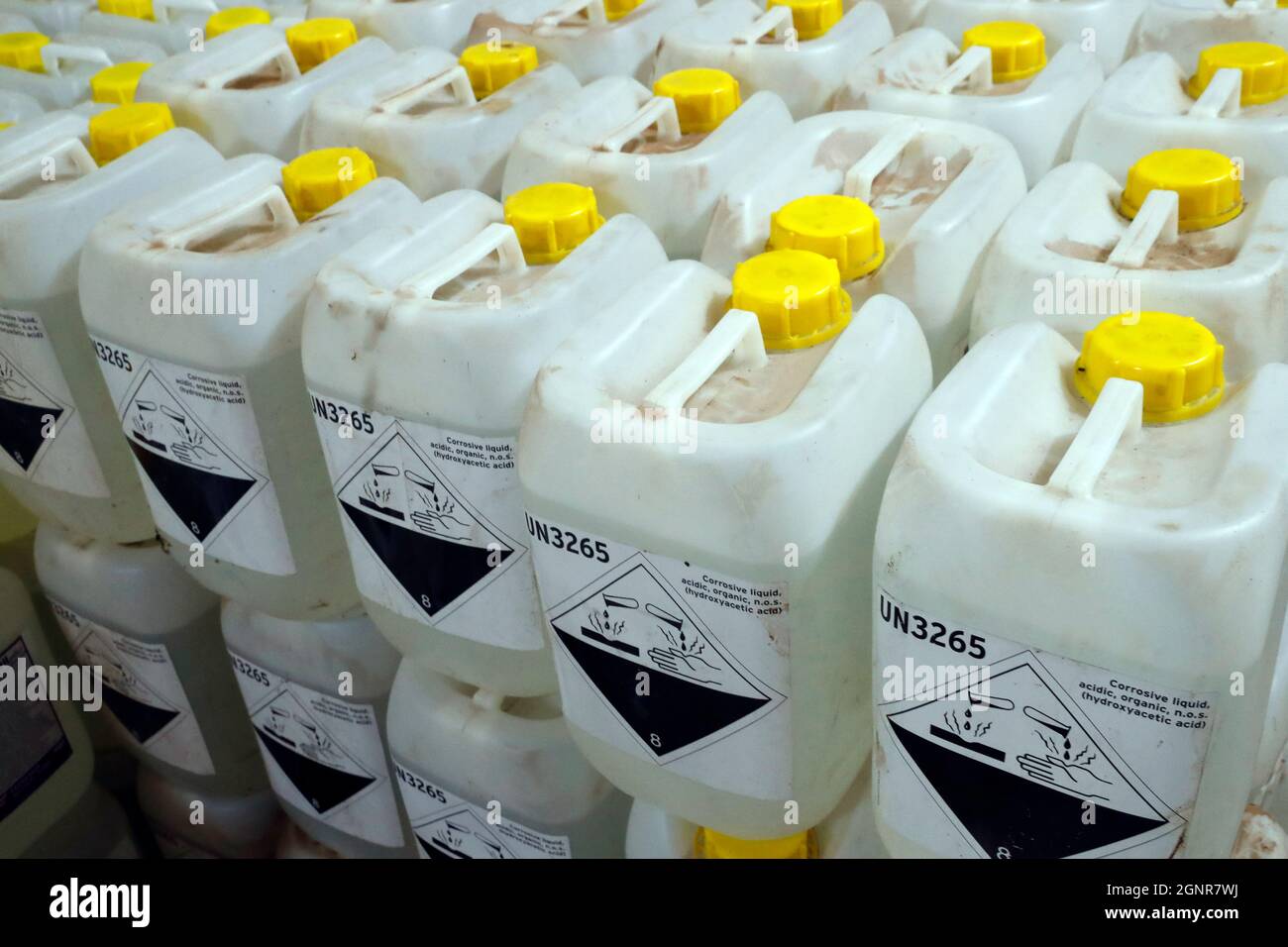 Chemical product. Corrosive liquid. Hydroxyacetic acid. Benin Stock