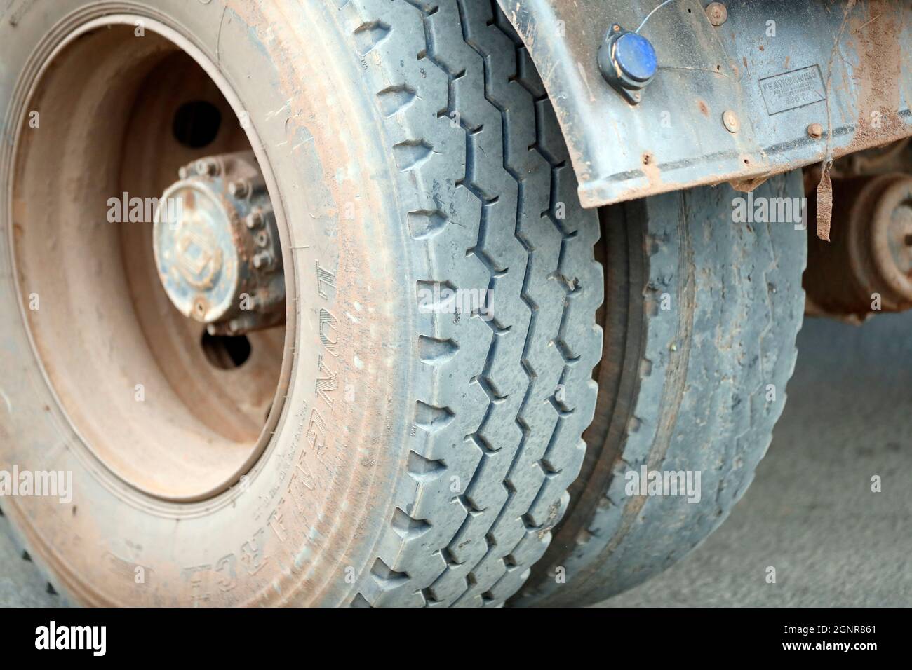 Truck tires in Africa. Benin Stock Photo Alamy