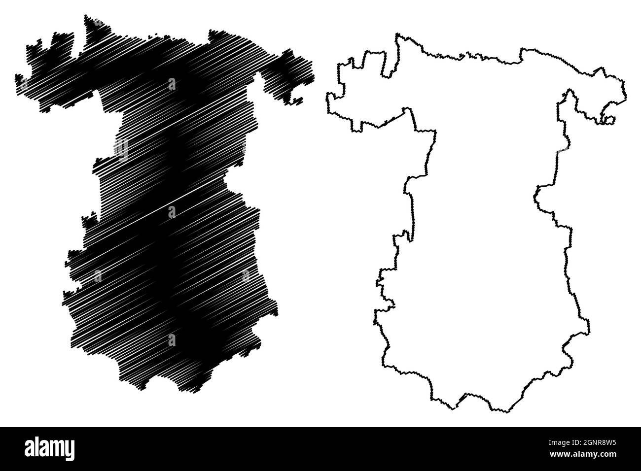 Gadag district (Karnataka State, Republic of India, Belgaum division) map vector illustration, scribble sketch Gadag map Stock Vector