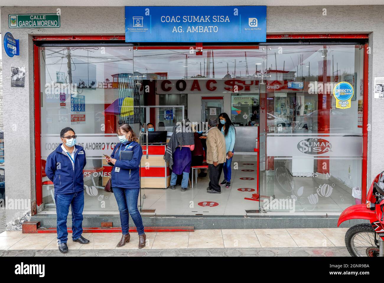 Banco Desarrollo microfinance institution. Agency in Santa Rosa, a suburb of Ambato.  Ecuador Stock Photo