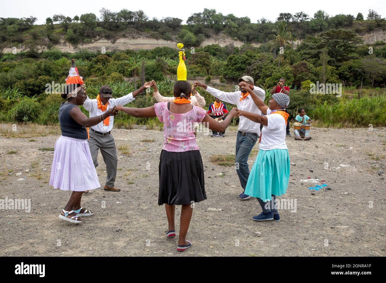 Afro-Ecuadorian group dancing in Valle del Chota, Ecuador Stock Photo