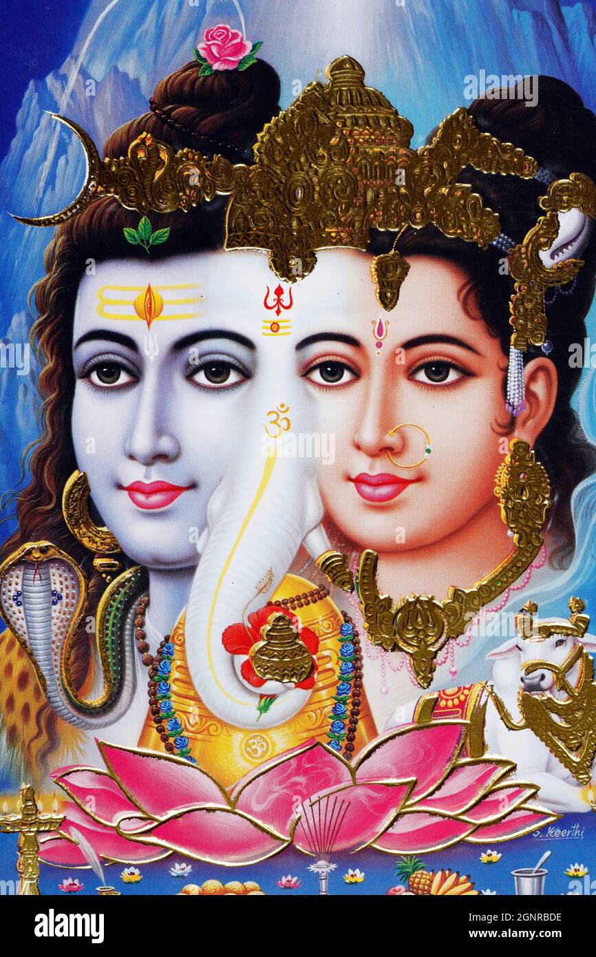 Hindu god Shiva and goddess Parvathi Stock Photo - Alamy