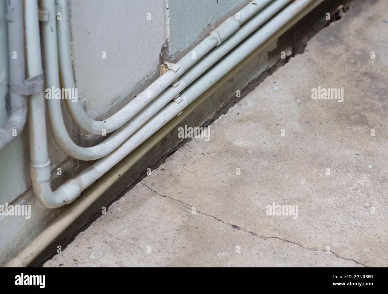 Collapse concrete floor causing the land subsidence Stock Photo
