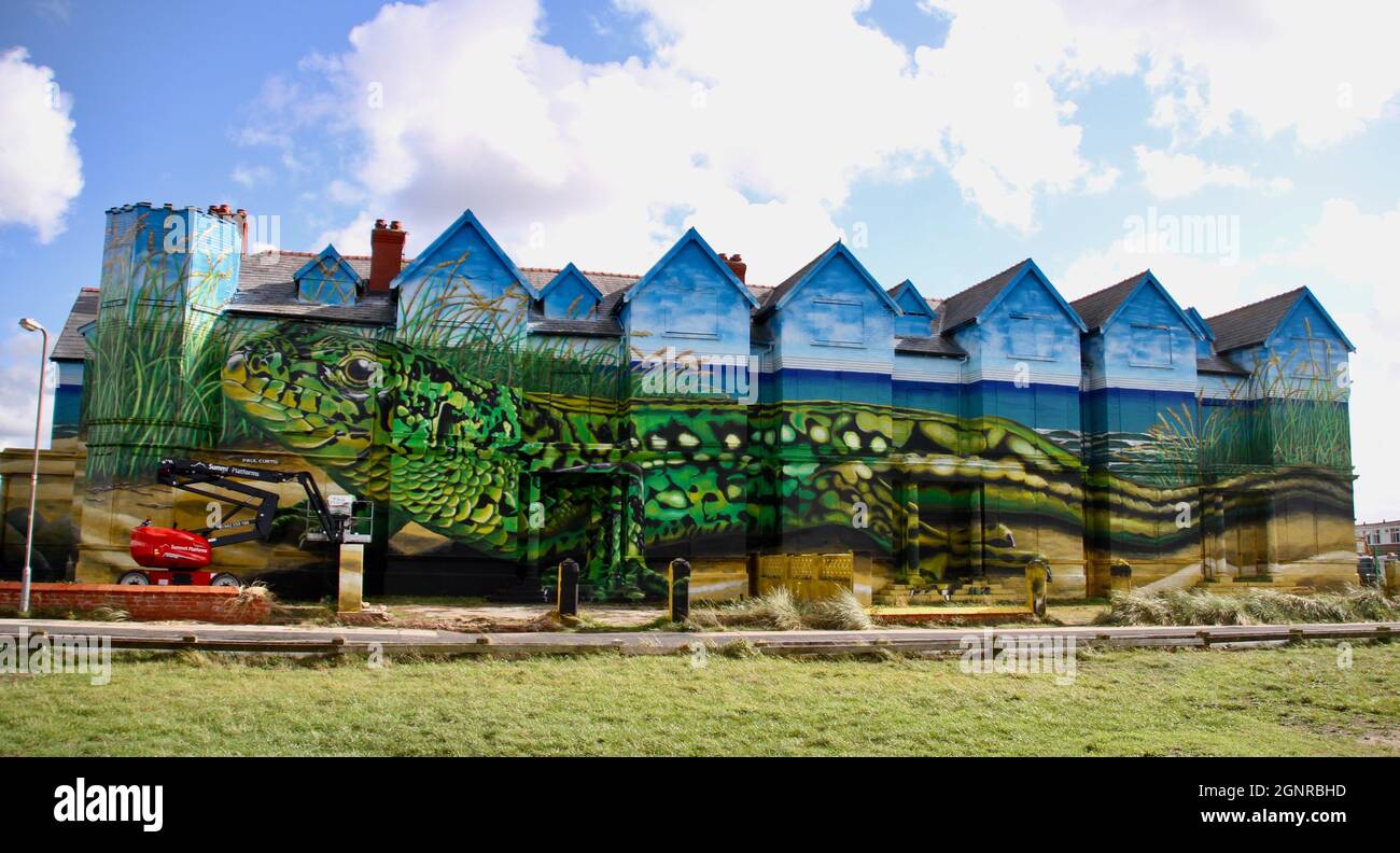 Single File Artist Largest artwork by single artist in Uk in Ainsdale Stock Photo - Alamy