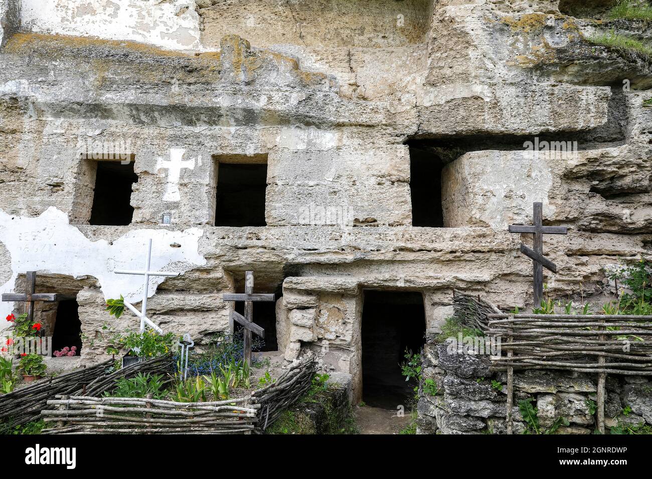 Dormition of our Lady cave complex, Tsipova, Moldova Stock Photo