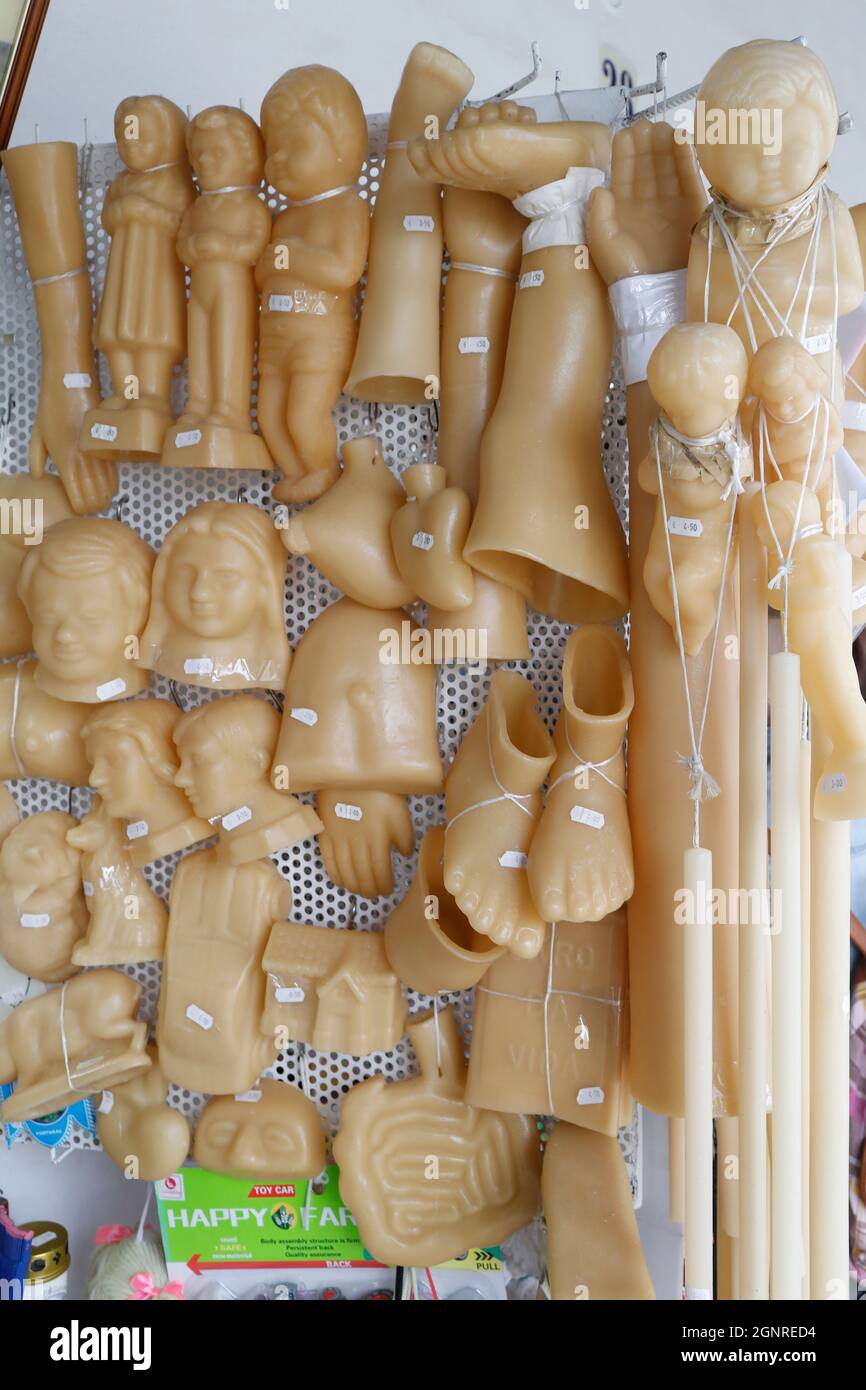 Sanctuary of Fatima. Votive parts of the body made by wax for sale