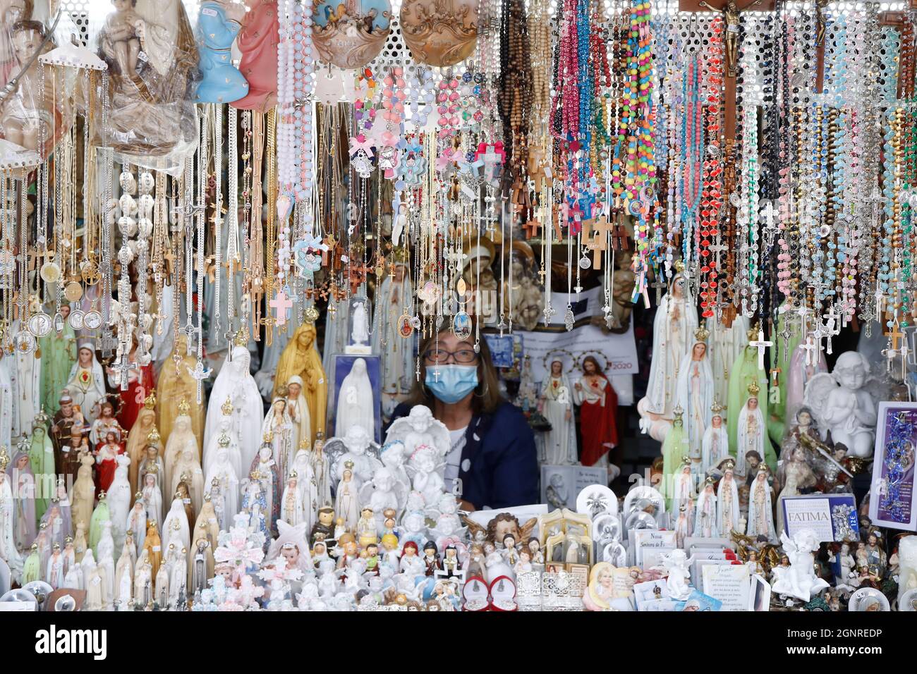 Sanctuary of Fatima. Street store with religion souvenirs. Portugal