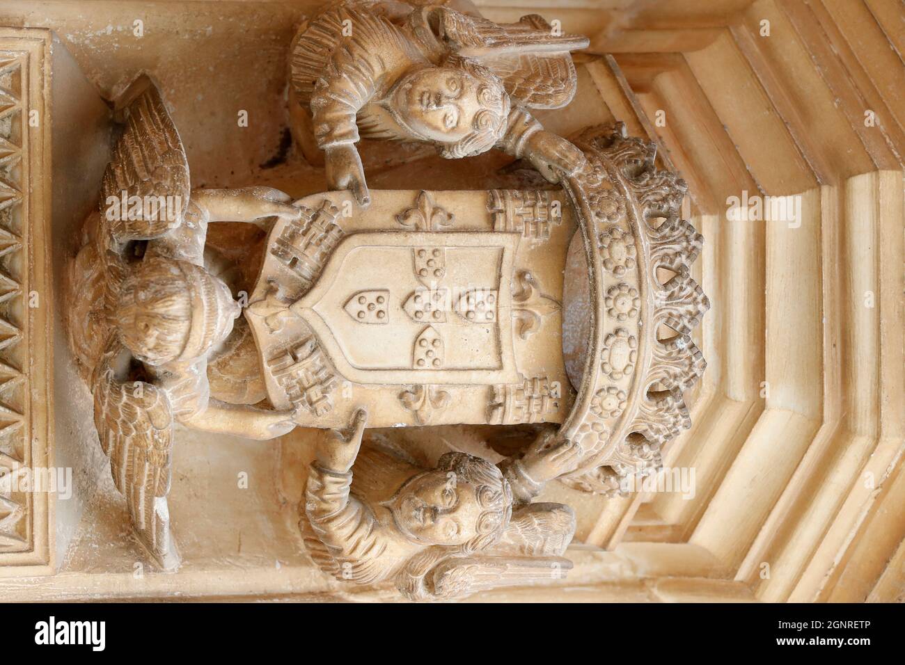 Batalha Monastery. Late Gothic architecture, intermingled with the Manueline style. Western portal. Sculpture.  Portugal. Stock Photo