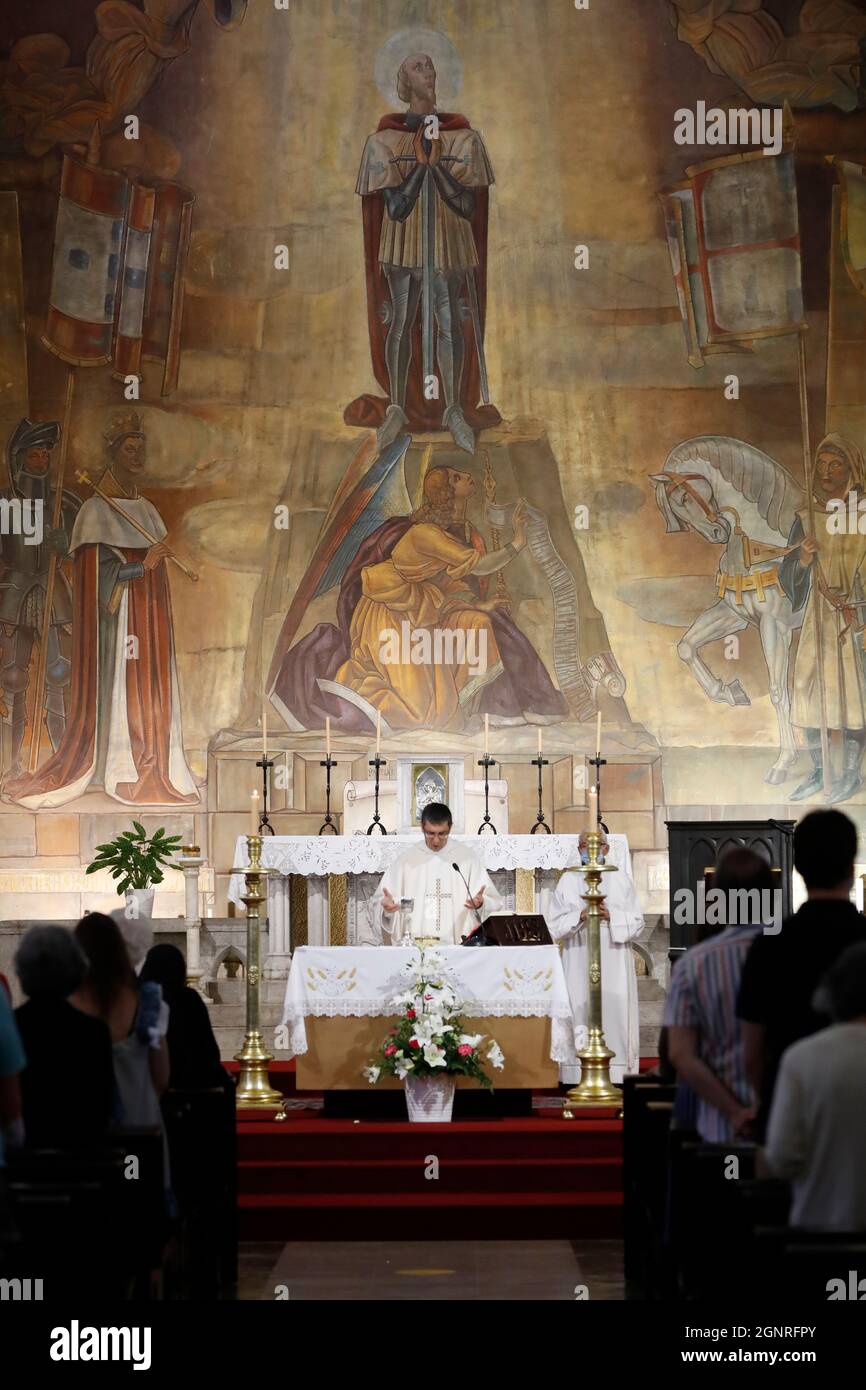 Santo Condestavel church. Catholic mass. Lisbon. Portugal Stock Photo ...